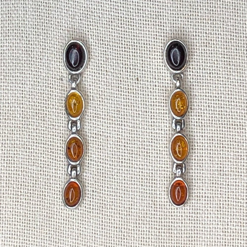 Artisan Multi-Color Amber Drop Dangle Sterling Si… - image 5